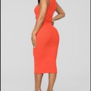 Orange Middle Split Midi Dress (Fashion Nova)